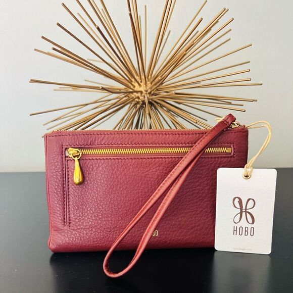 Hobo Pocket Leather Wristlet Wallet Clutch, Wrist Strap, Cash, Cards, PORT, NWT - Picture 16 of 16